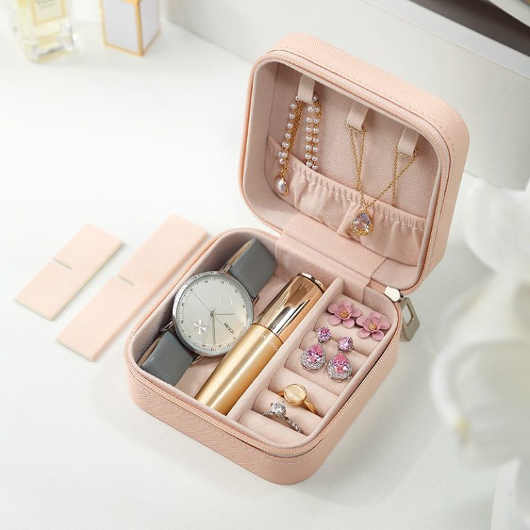 Travel Leather Pocket Jewellery Organizer with Box (Mix/Random color)