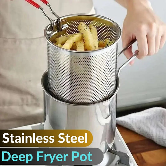 Stainless Steel Deep Fryer Frying Pot With Strainer 12ML Capacity | Basket