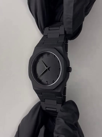 BLACK AURA Quartz Watch Lightweight Design, Arabic dial
