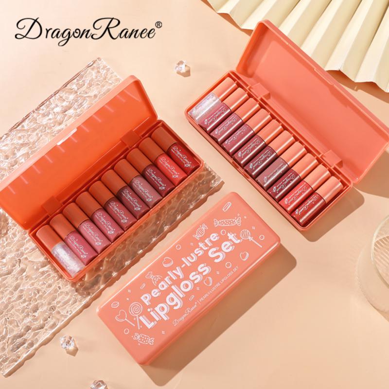 Dragon Ranee 10 Pieces Velvet Matte Pink Lipstick Set Sexy Long Lasting