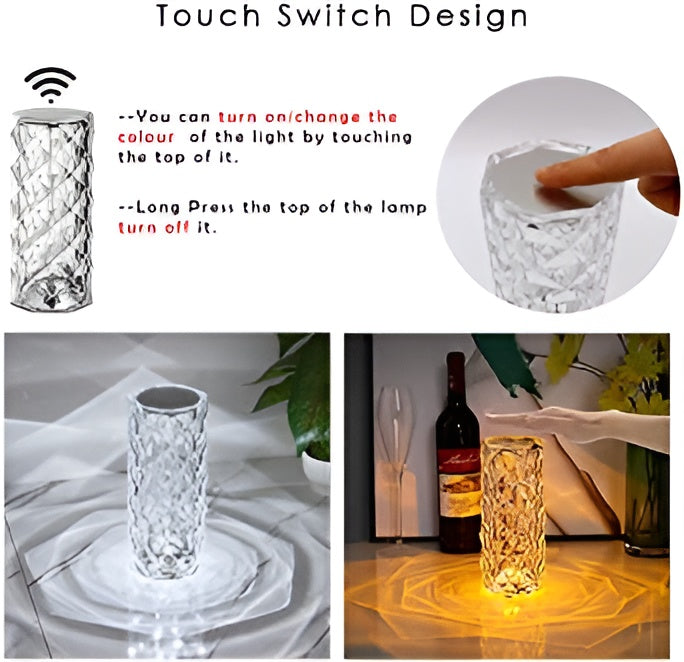 16 Colors Diamond Rose Crystal Lamp Bedside Acrylic Table Lamp |