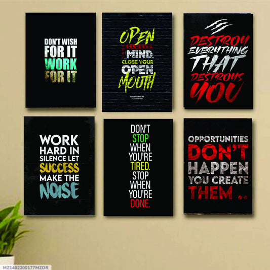 set of 6 Motivational wooden canvas frames for wall decore / sticky