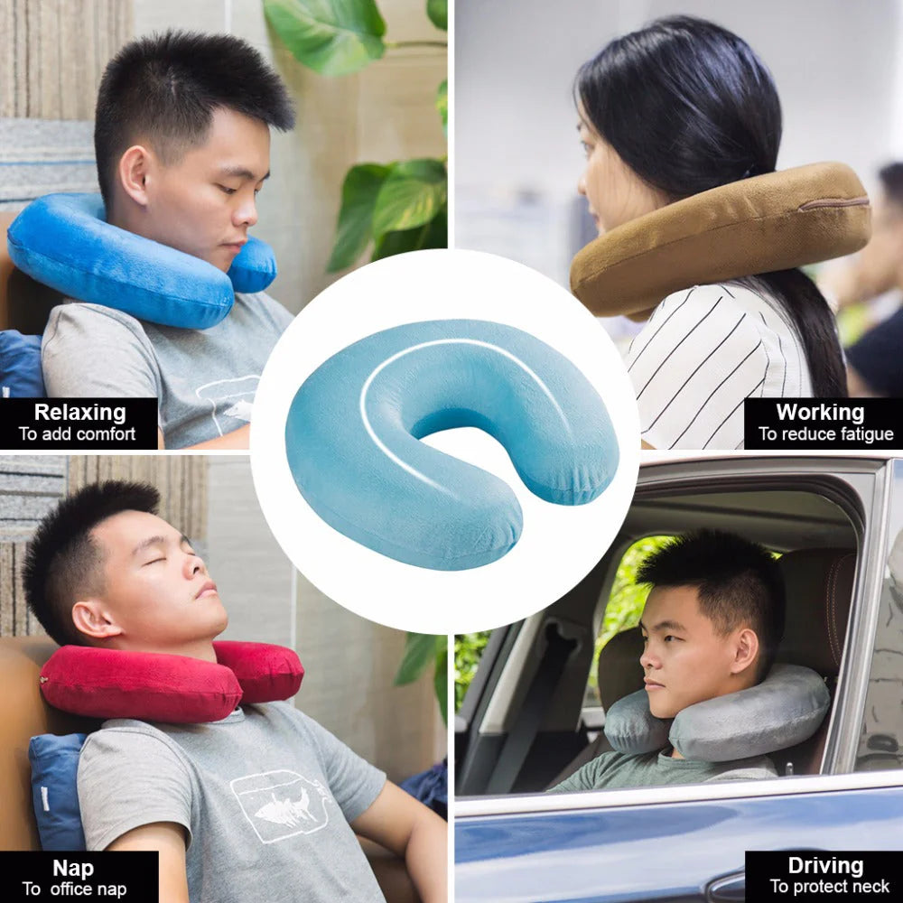 U Shaped Travel Neck Pillow Extremely Soft and Comfortable (Random Color)