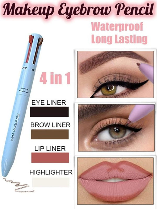 Multi-effect 4 In 1 Eyeliner Eyebrow Pencil Contour Pen Long Lasting Waterproof