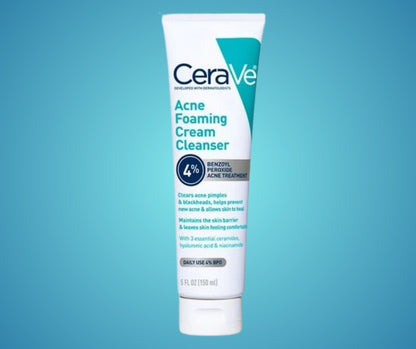 CeraVe Acne Foaming Cream Cleanser 4% Benzoyl Peroxide Treatment 120ml