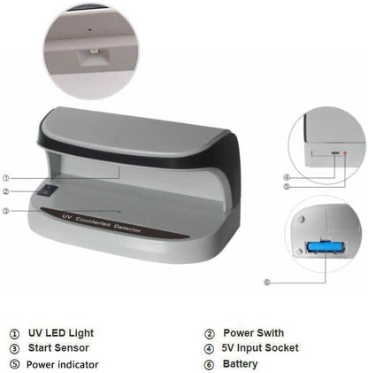 Portable Handy Small UV Counterfeit Detector Bank Note Detector Money Checker with