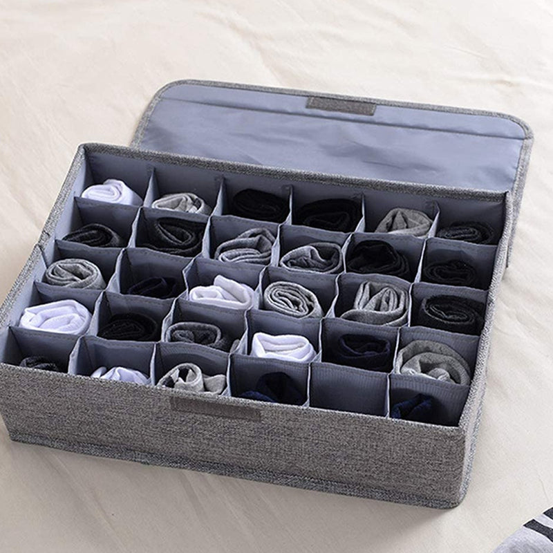 Socks Organizer | Drawer Organizer Divider Underwear Organizer, 24 Cell Collapsible Closet