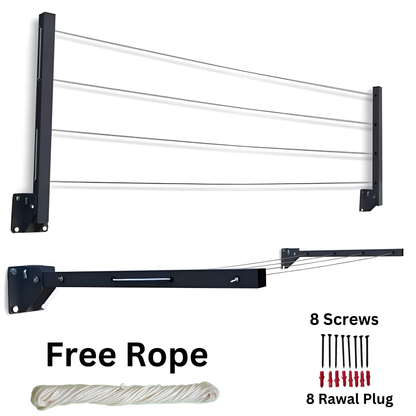 Cloth Drying Stand (24 Inches) with Free Rope Foldable Wall Mounted Heavy
