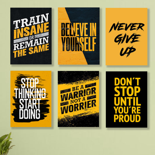 set of 6 Motivational wooden canvas frames for wall decore / sticky