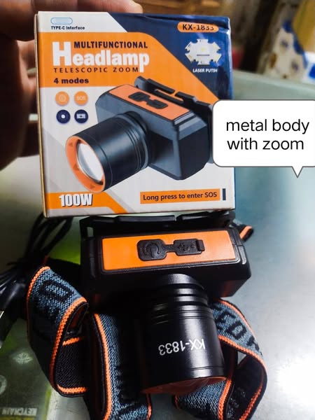 Powerful 100W KX-1833 Headlamp 4 Modes with Telescope Zoom for Ultimate