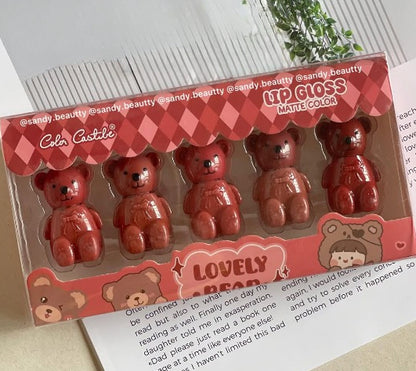 Pack Of 05 Matt Teddy Bear Lip Gloss | Lip Gloss For