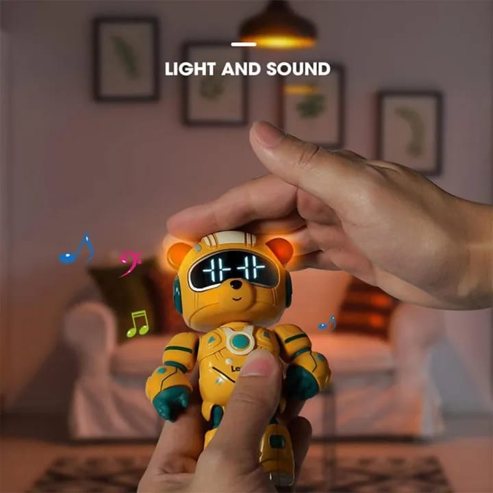 LENDO Robot Toys Multifunction Desktop Clock Cute Litter Bear Shape Smart Robot