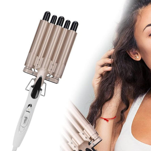 Hair Crimper, 5 Barrel Easy Curling Iron Wand 14 Levels Temperature Adjustable