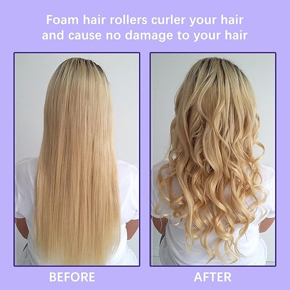 Pack of 10 Hair Rollers Papilotten Hair Rollers, Curls Without Heat Foam