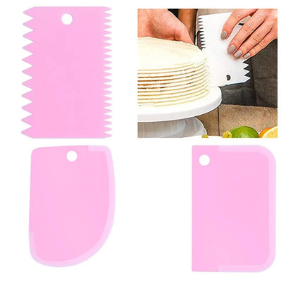 3PCS/Set DIY Cake Cream Scraper Set Cake Decorating Tools Multifunctional Irregular Teeth