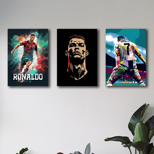 set of 3 Cristiano Ronaldo CR7 Wooden Sticky Photo Frame | Football