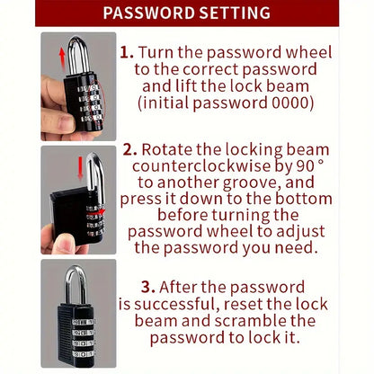 3 Digit Combination Padlock for locker Luggage suitcase Travel bag (Random color)