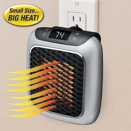 800W Space Heater Digital Electric Heater Wall Outlet Plug Small Fan Home