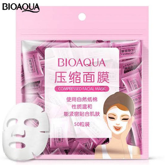 Pack of 50 BIOAQUA Compressed Facial Tablet Face Sheet | 50 Pcs
