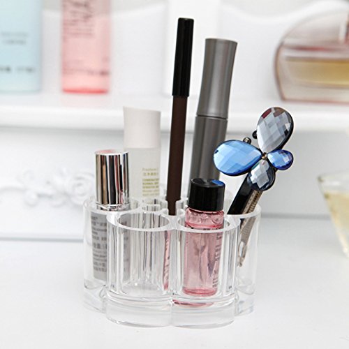 6 Slot Round Shape Lipstick Organizer Flower Shape Clear Acrylic Makeup Cosmetic