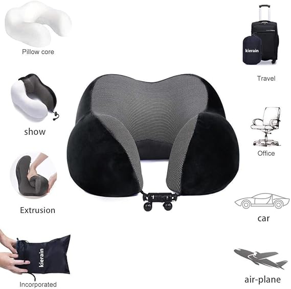 U Shaped Travel Pillow Memory Foam Neck And Head Support (random color)