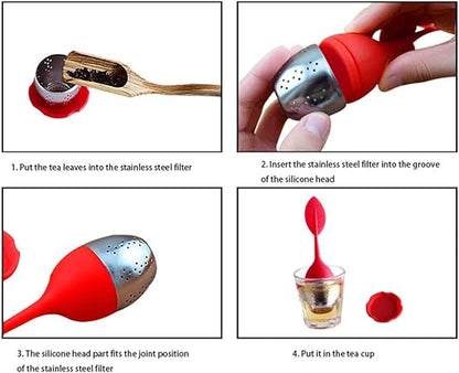Tea Infuser, 2 in 1 Silicone Tea Infuser, Stainless Steel Silicone Tea