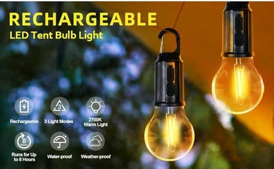 Rechargeable Portable LED Camping Lantern, Tent Lamp with Clip Hook, Essentials Tent