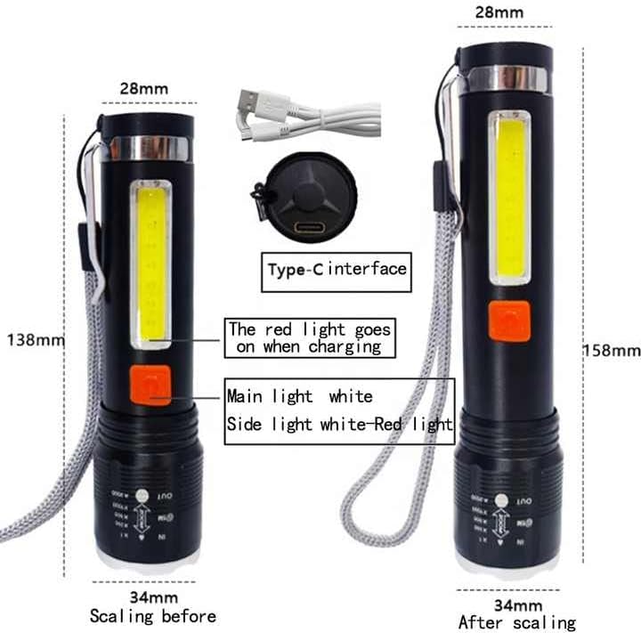 P50 super light rechargeable flashlight - Super bright Led Light - zoomable