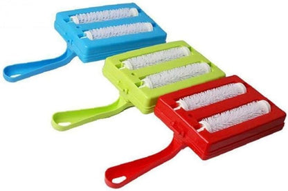 Handheld Carpet Table Crumb Sweeper Plastic Dual Brush Cleaner Collector Roller (random