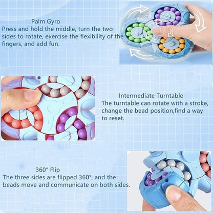 3-in-1 Fidget Spinner Magic Bean Rotating Cube Toy Double Flip Triangle