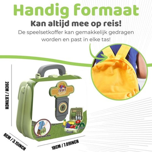 Toy Kitchen Suitcase Set Fruit &amp; Cutlery Play Set | Kitchen