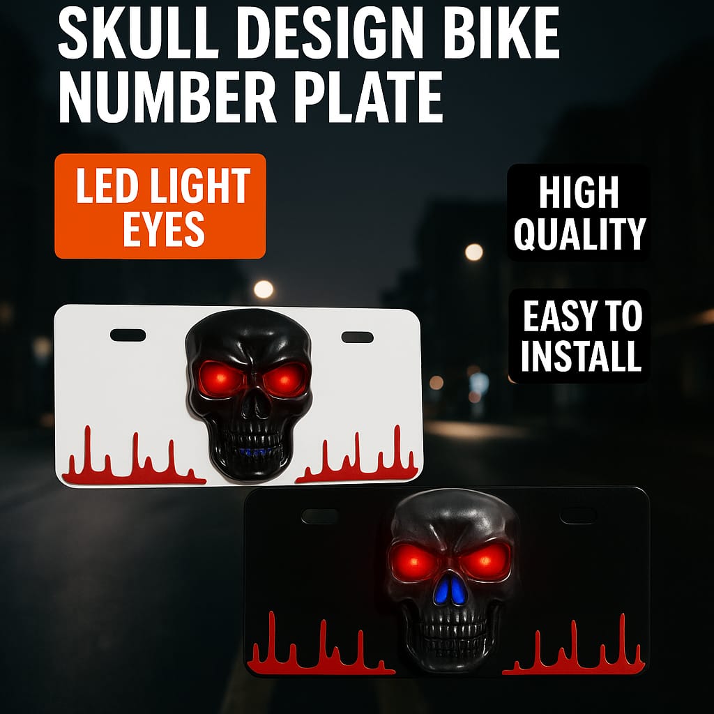 Skull LED Back Number Plate for 70cc &amp; 125cc Bikes Most
