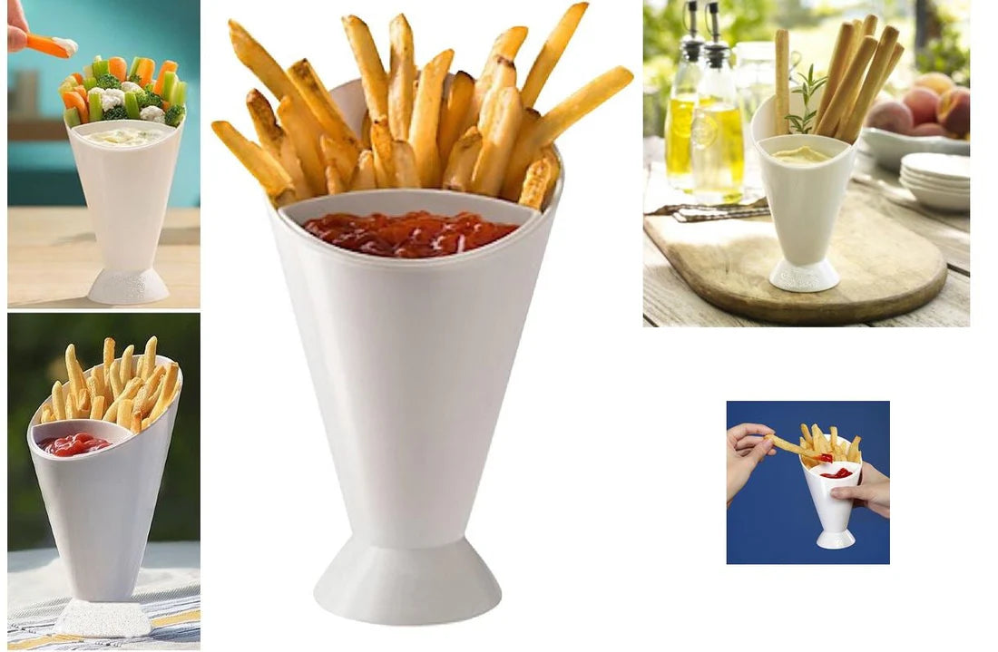 French Fries Cup potato Fries Holder with ketchup Holder for Sauce (Random