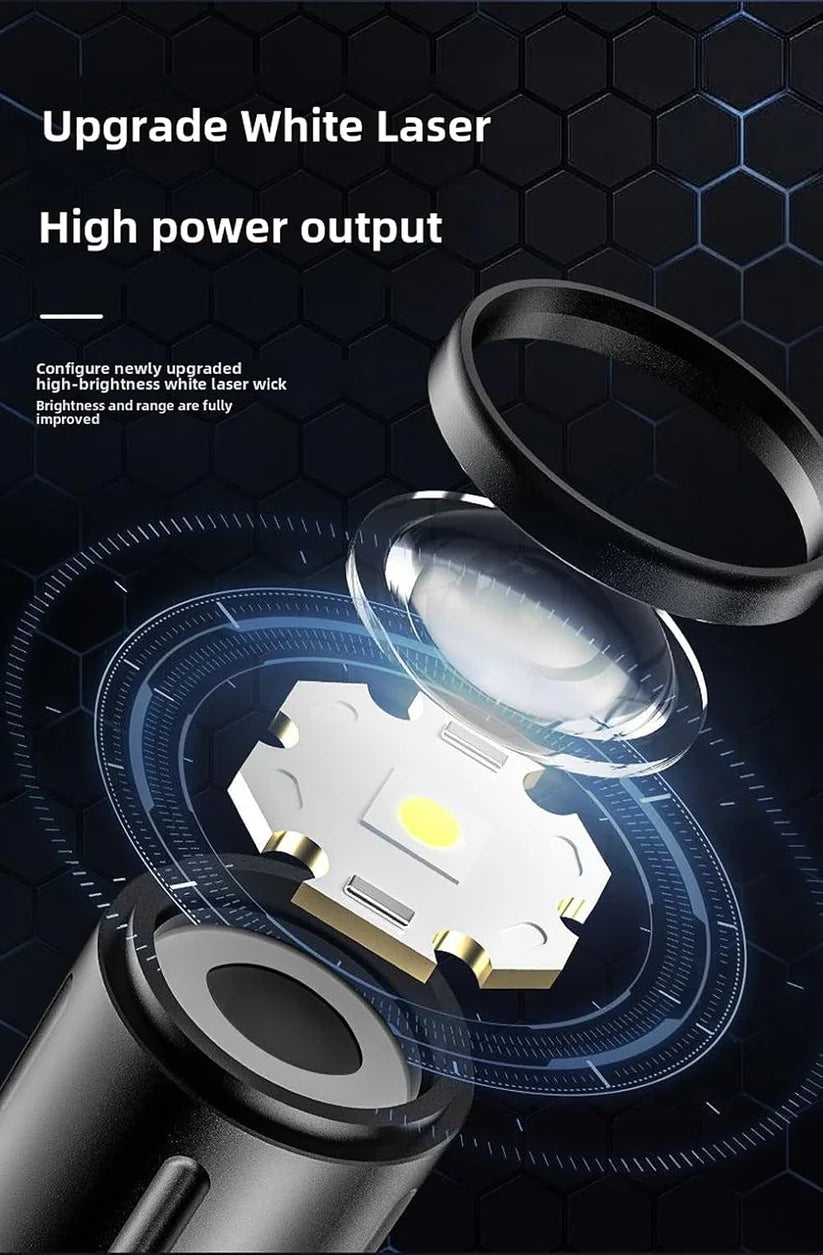 Rechargeable White Laser Super Battery Aluminum LED Flashlight, Body Tactical,Long Battery