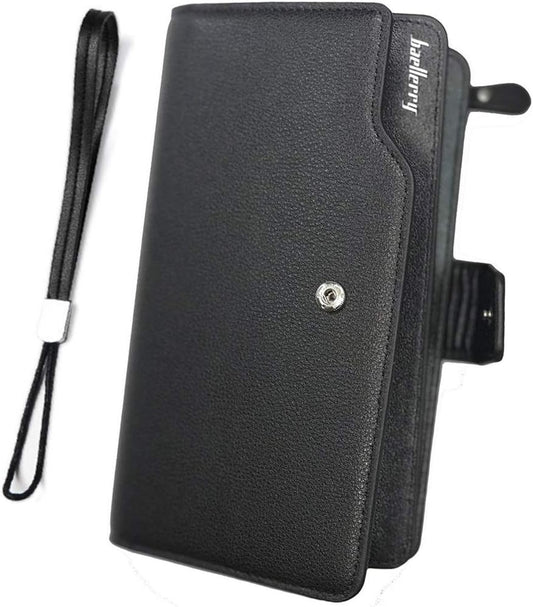 Baellerry Men's Leather 2nd Bag, Large Capacity, Coin Purse, Zip Around Wallet,