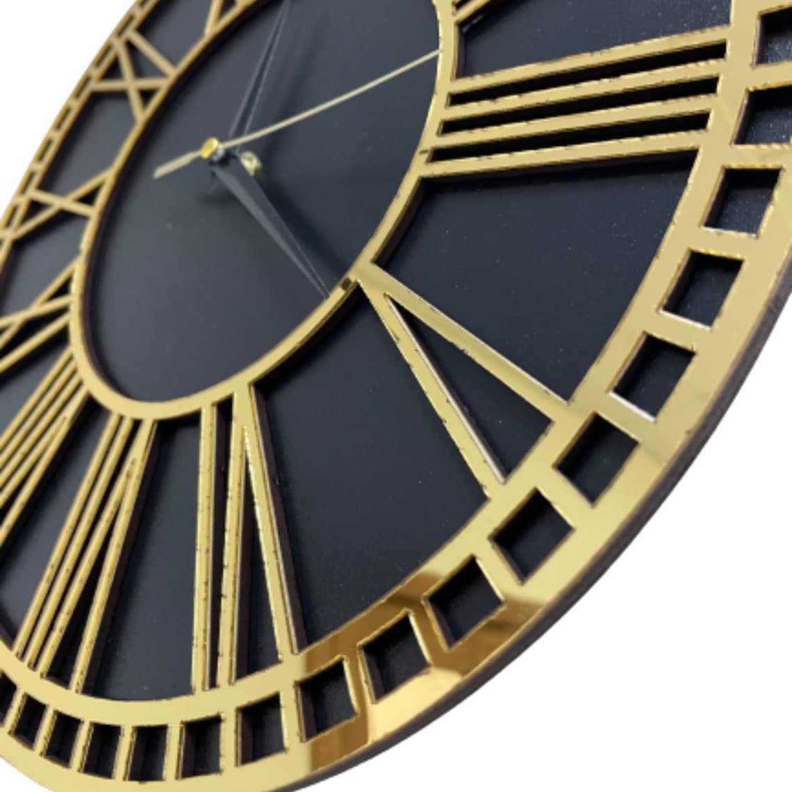 Roman Numbers Clock Gold Frame and Black Clock | Wall Decor |