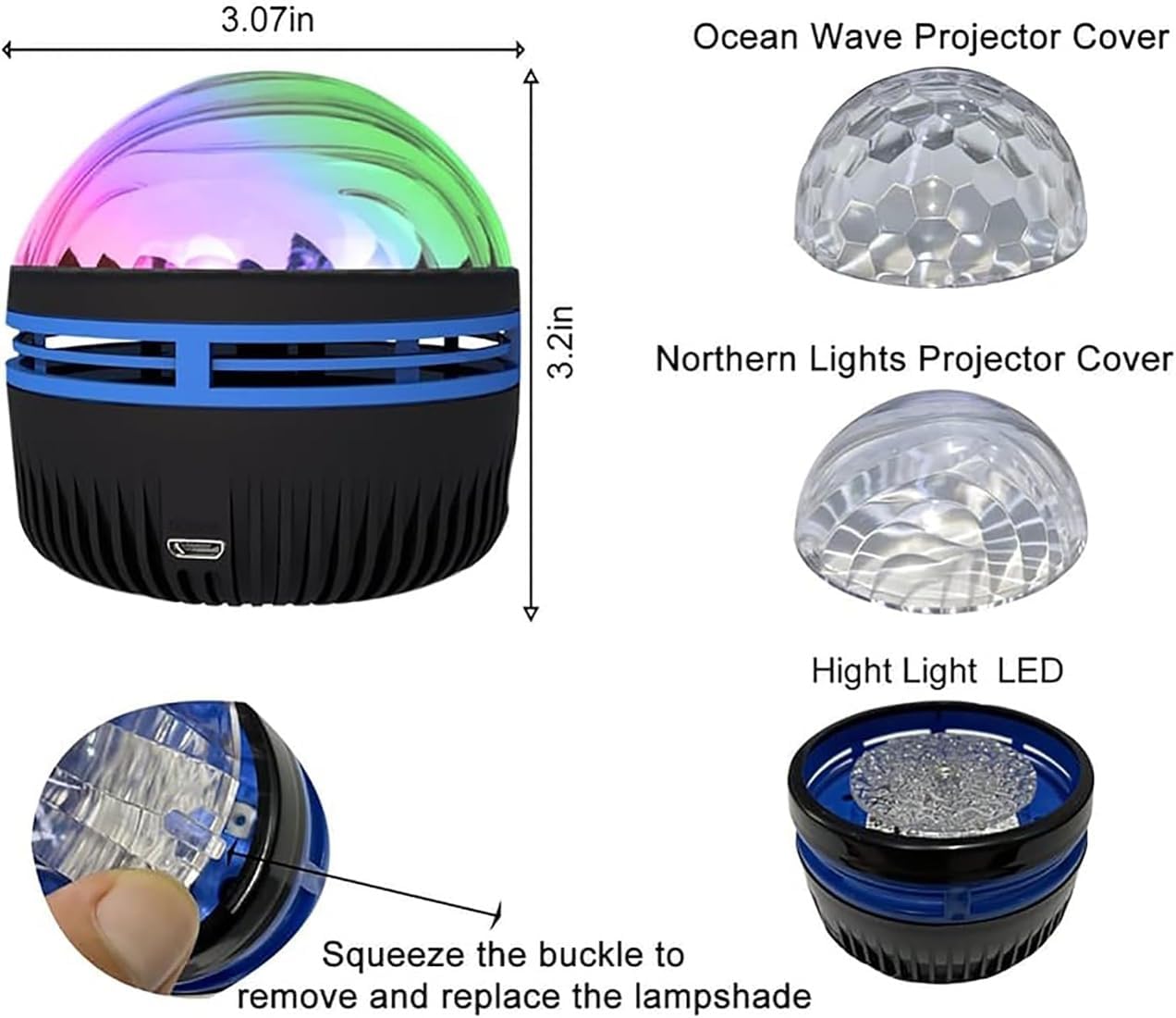 LED Starry Galaxy Projector Night Light Rotating Star Moon Lamp Bedroom Aurora