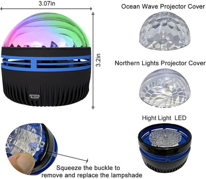 LED Starry Galaxy Projector Night Light Rotating Star Moon Lamp Bedroom Aurora
