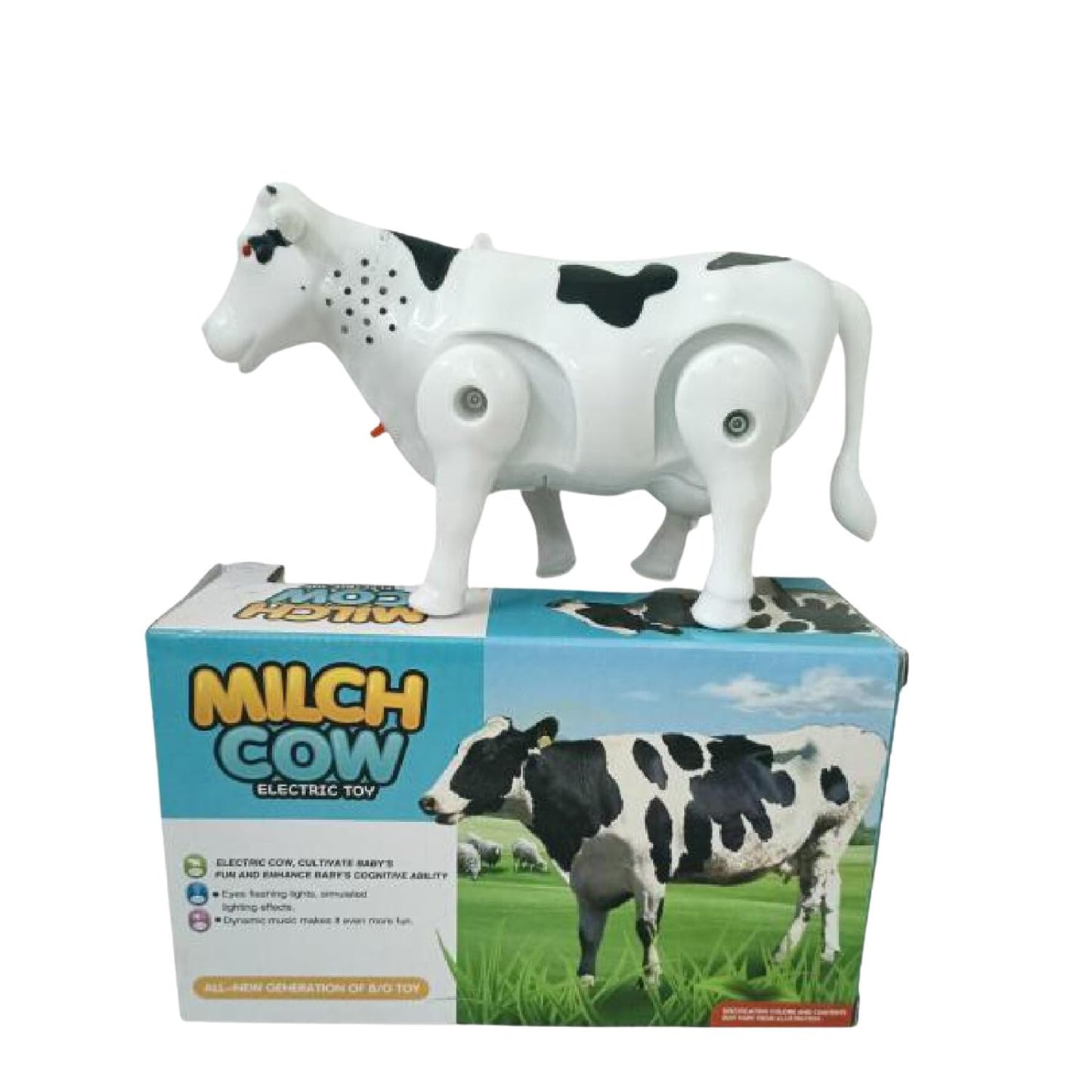 Funny Walking Musical Milch Cow Toy for Kids Black &amp; White