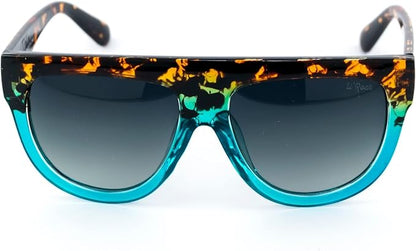 Gradient Oversized Square Sunglasses Tortoiseshell &amp; Aqua Blue