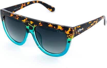Gradient Oversized Square Sunglasses Tortoiseshell &amp; Aqua Blue