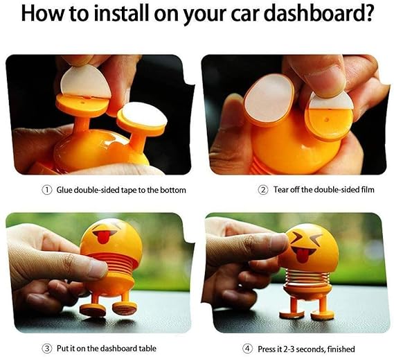 6 Pcs Cute Emoji Bobble Head Dolls Dancing Toys for home and