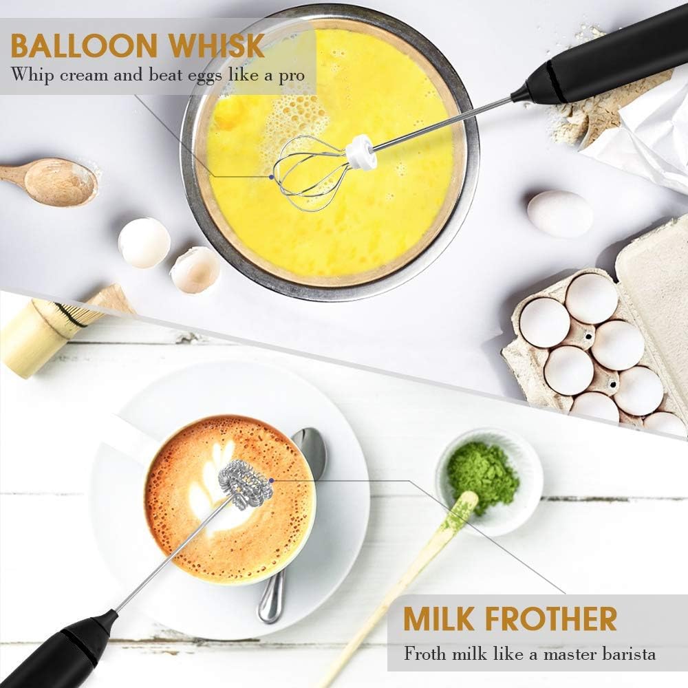 Handheld Electric Milk Frother Whisk Egg Beater USB Rechargeable Coffee Blender Household