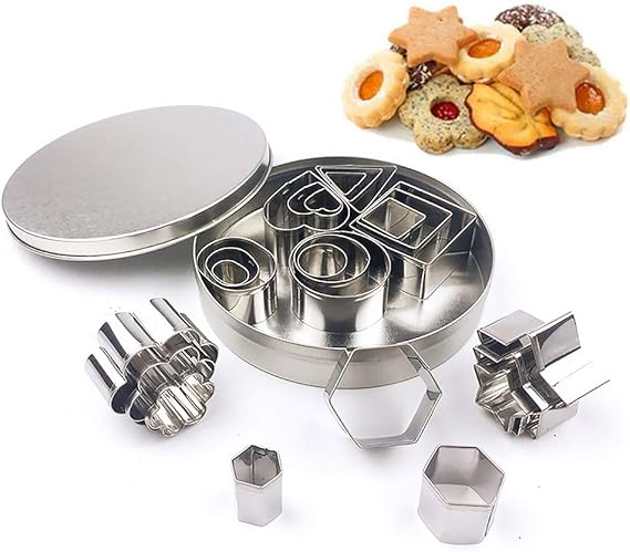 12-Piece Stainless Steel Cookie Cutter Set 4 Assorted Shapes for Baking, - CheckNpays