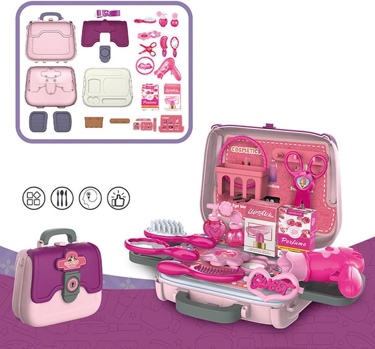 24 PCS Girls Fashion Beauty Salon Toys, Early Education Toys, Kids Makeup
