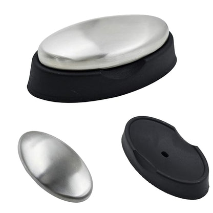 Odor removing steel soap bar with stand and box | soap for