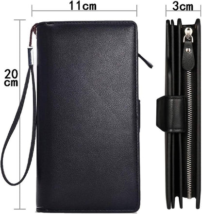 Baellerry Men's Leather 2nd Bag, Large Capacity, Coin Purse, Zip Around Wallet,