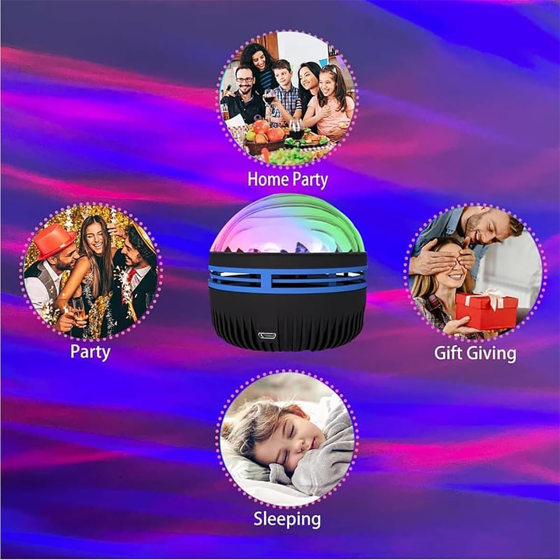 LED Starry Galaxy Projector Night Light Rotating Star Moon Lamp Bedroom Aurora