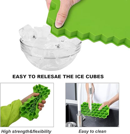 Silicone Ice Tray With Plastic Cover Cap | Push Pop Out Round