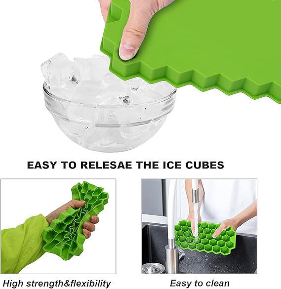 Silicone Ice Tray With Plastic Cover Cap | Push Pop Out Round
